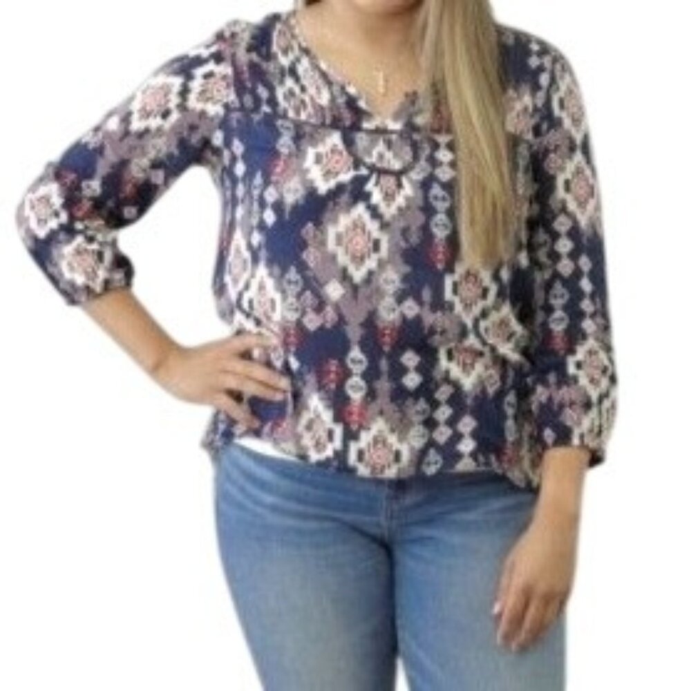 Mossimo Supply Co Womens M Multicolor Patterned Blouse long sleeve fall winter